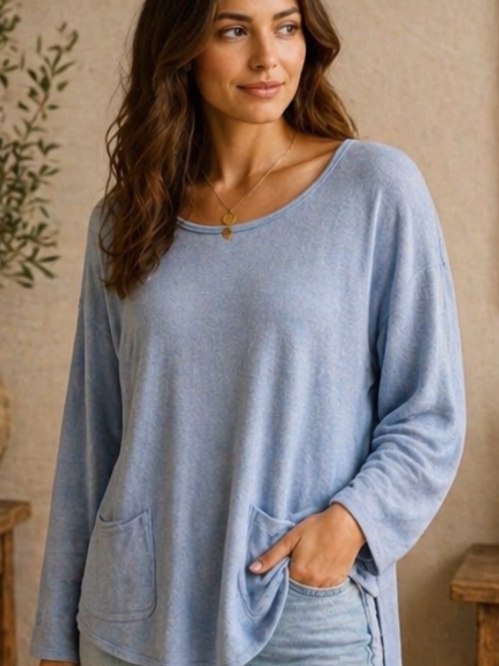 Light Blue Knit Crew Sweater XL‎